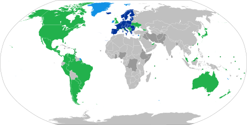 Mapa de exigencia de visado Schengen