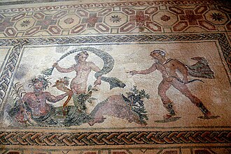 Mosaicos romanos decorativos con escenas mitológicas en Pafos