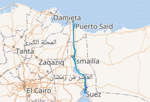 Mapa esquemático del Canal de Suez