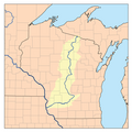 Mapa que muestra el flujo del río Wisconsin