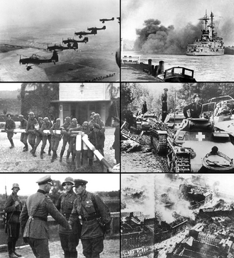 Collage militar de la invasión alemana de Polonia de 1939