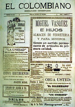 Primera edición de El Colombiano