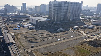 Obra en construcción del Parque Deportivo Urbano de Ariake en enero de 2020