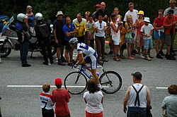 Dario Frigo en una competencia ciclista