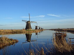 Paisaje de pólderes en Kinderdijk