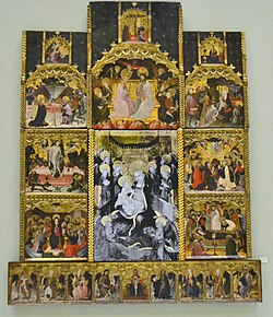 Retablo de los siete gozos de la Virgen, temple y oro sobre tabla.