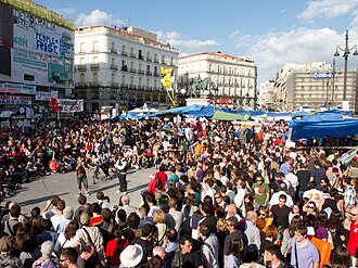 Asamblea ciudadana en la Puerta del Sol de Madrid
