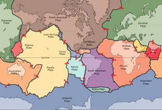 Mapa de las placas tectónicas terrestres