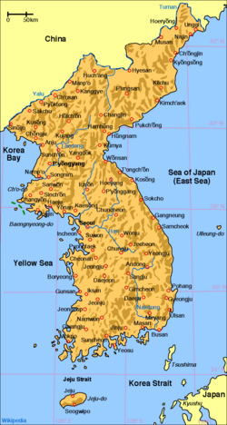 Mapa general de la Península de Corea