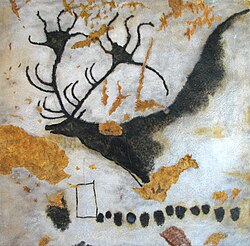 Representación de un Megaloceros pintado en las paredes de Lascaux