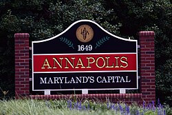 Letrero de bienvenida en Annapolis