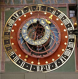 Detalle del mecanismo del reloj astronómico de la Zytgloggeturm.