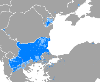 Mapa del continuo dialectal bulgaromacedonio
