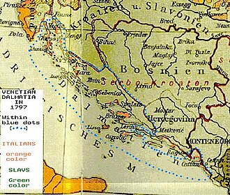 Mapa de la Dalmacia veneciana en 1797