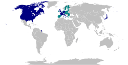 Representación gráfica de los miembros del G7 y los Estados europeos de la Unión Europea