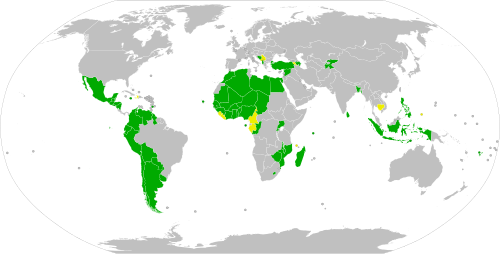 Mapa de los Estados parte de la Convención a 2025