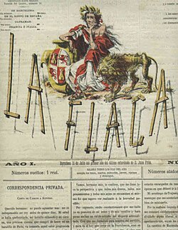 Cabecera de la revista satírica La Flaca de 1869