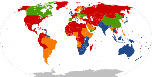 Mapa mundial del sentido de circulación