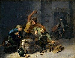 Campesinos peleándose por las cartas de Adriaen Brouwer