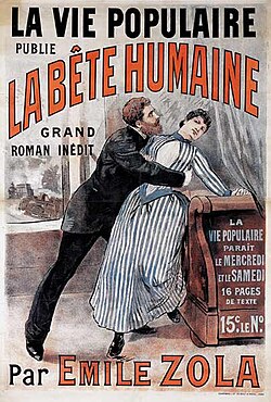 Litografía publicitaria de La Bête humaine en la revista La Vie Populaire