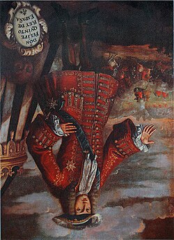 Retrato de Felipe V expuesto cabeza abajo en Játiva