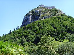 Vista panorámica del Castillo de Montségur.