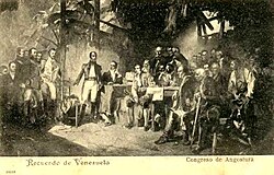 Postal con estampilla alegórica al Congreso de Angostura