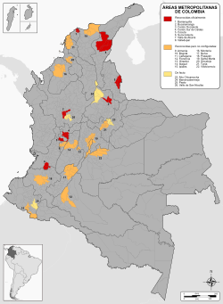 Mapa de áreas metropolitanas