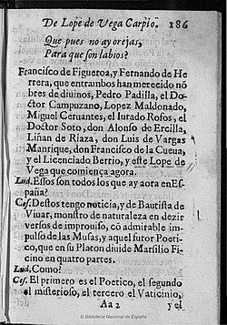 Manuscrito de La Dorotea de Lope de Vega