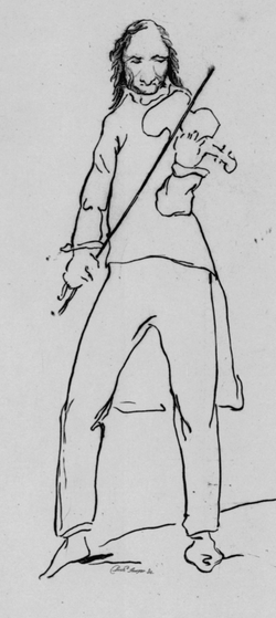 Caricatura de Paganini en Londres
