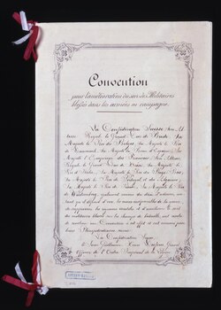 Documento original de la Primera Convención de Ginebra firmada en 1864