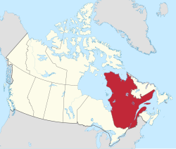 Ubicación de Quebec en el contexto territorial de América del Norte.
