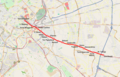 Esquema cartográfico del recorrido histórico de la línea Roma-Giardinetti