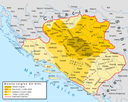 Fronteras del Banato de Bosnia y el posterior Reino de Bosnia en la Edad Media.