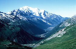 Panorámica del valle de Chamonix y las laderas del macizo