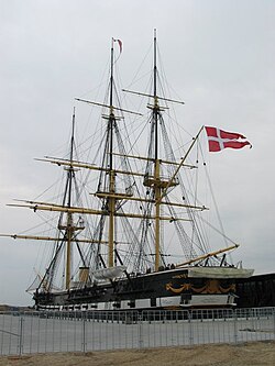 Fragata de hélice danesa KMD Jylland preservada en la actualidad