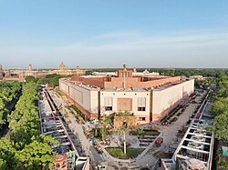 Exterior del edificio de la Nueva Sansad Bhavan, sede del Parlamento de la India.