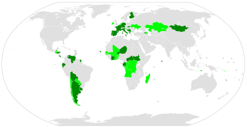 Mapa mundial que muestra el estatus de los países integrantes respecto a la ratificación y firma del Protocolo Facultativo del Pacto Internacional de Derechos Económicos, Sociales y Culturales.