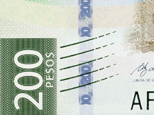 Hilo dinámico en un billete de 200 pesos mexicanos