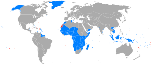 Mapa histórico de territorios no autónomos actuales y antiguos.