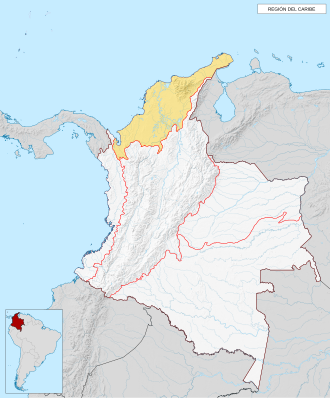 Mapa de los departamentos que conforman la región