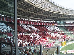 Aficionados del Torino apoyando al equipo