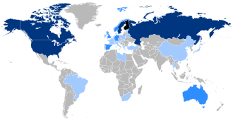 Mapa de la diáspora finlandesa en el mundo