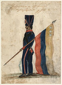 Uniforme del Abanderado del Batallón Infantería de Marina en 1823