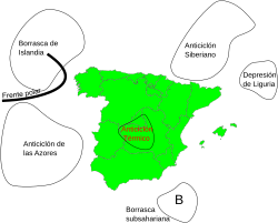 Mapa de centros de acción atmosférica