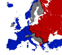 Mapa de Europa durante la Guerra Fría