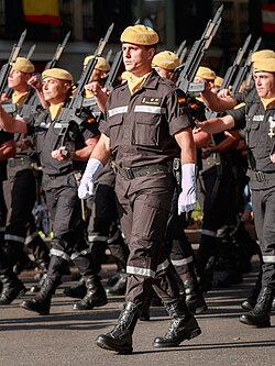Personal de la UME desfilando en el día de la Fiesta Nacional