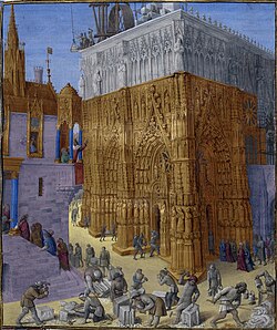 Miniatura de la construcción de una catedral