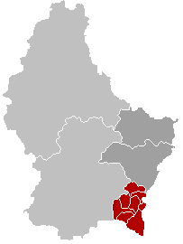 Mapa detallado con la división de comunas del Cantón de Remich