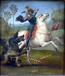 San Jorge y el dragón, pintura de Rafael de 1504